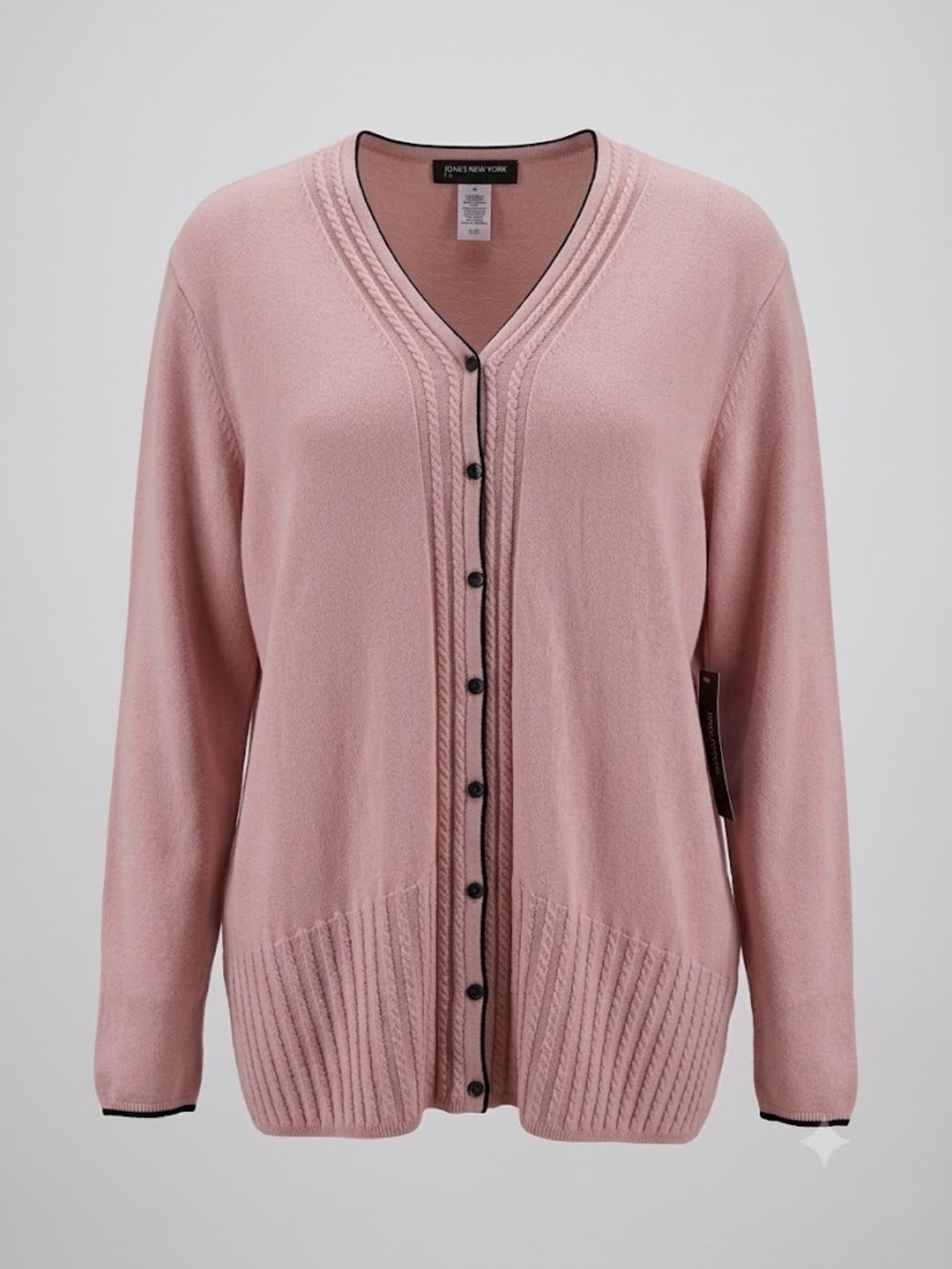 Jones New York Pale Pink V-Neck Button Front Cardigan size 3X.